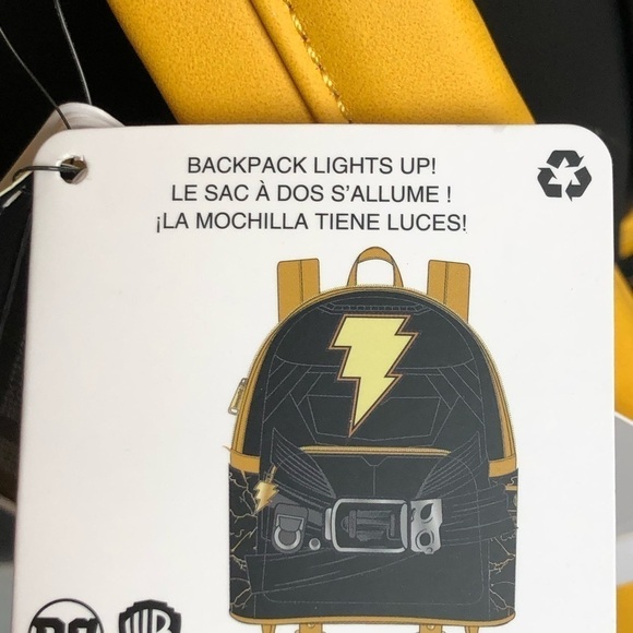 Loungefly DC Comics Black Adam Light Up Lightening Bolt Mini Backpack NWT - Picture 7 of 12